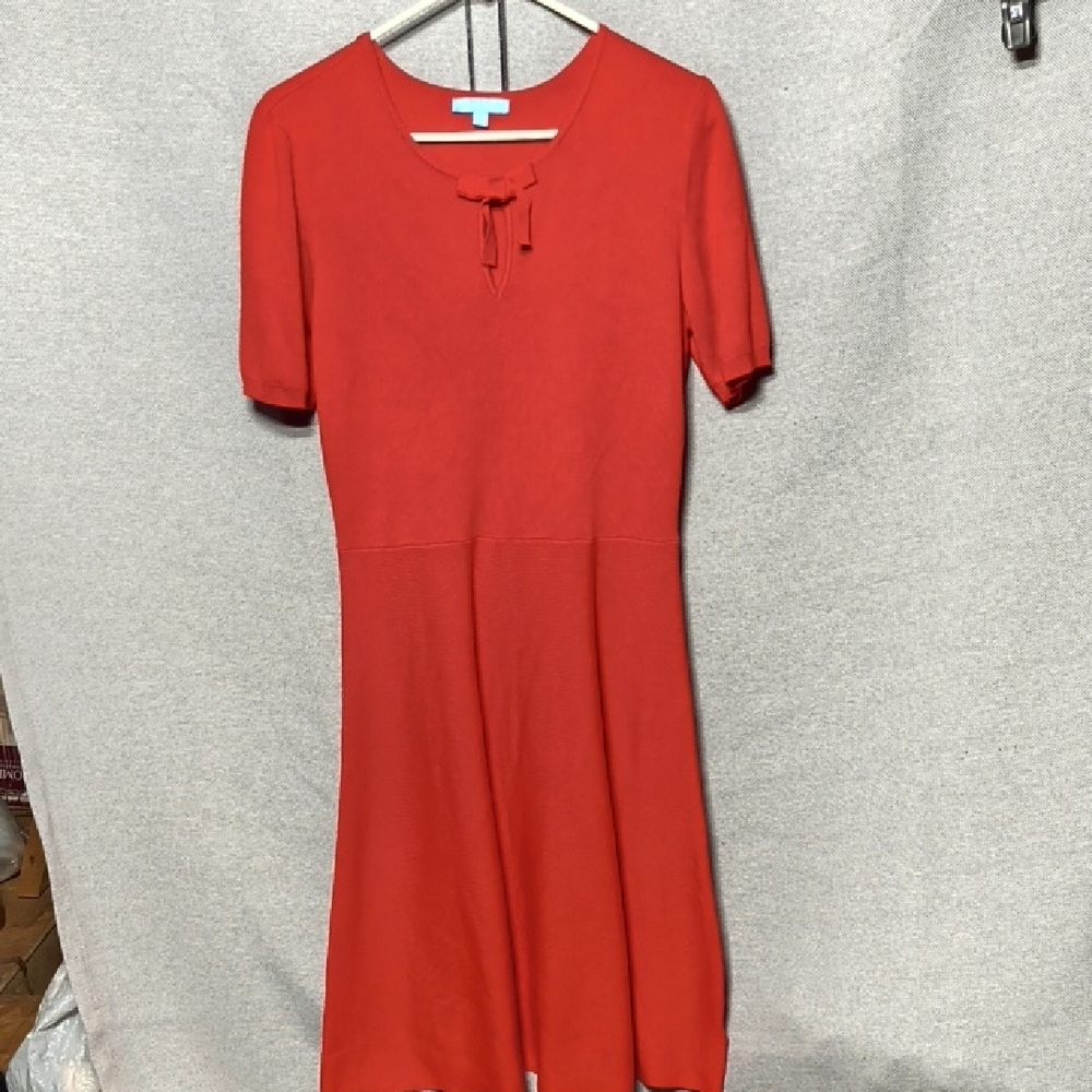 Draper James Orange Puff Sleeve Midi Dress